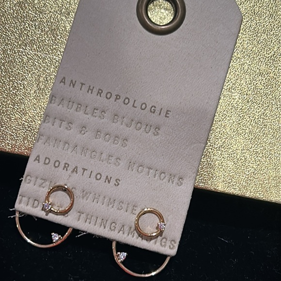 Double Dainty Loops with Cubic Zirconia Earrings-Boutique - Picture 3 of 4